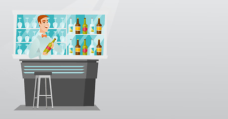 Image showing Bartender standing at the bar counter.