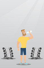 Image showing Sportsman drinking water vector illustration.