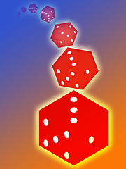 Image showing Rolling red dice illustration