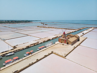 Image showing Stagnone Nature Reserve near Marsala and Trapani, Sicily, Italy.