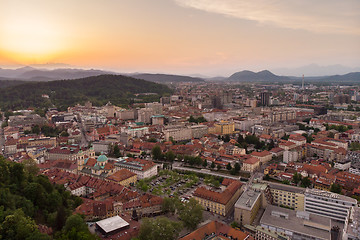 Image showing Panorama of the Slovenian capital Ljubljana at sunset.