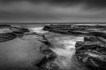 Image showing Moody seascape ocean rock channel