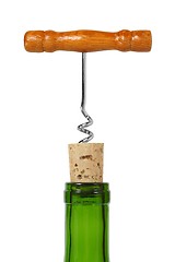 Image showing Wine bottle and corkscrew