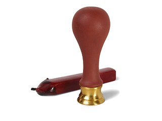 Image showing Seal and sealing wax on white