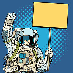 Image showing Astronaut with gag protesting for freedom of speech