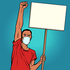 Image showing African man protesting in mask