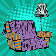 Image showing Armchair sofa with floor lamp