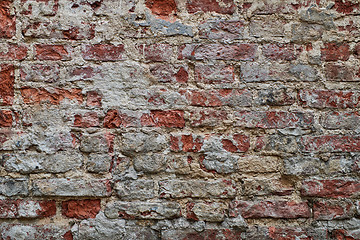 Image showing Old brick wall with white and red bricks background.