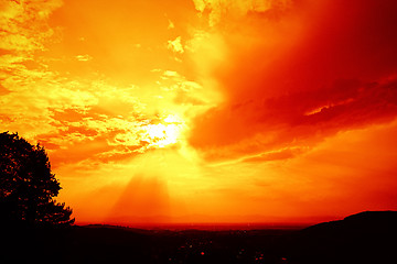 Image showing red sunset sky