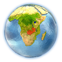 Image showing Zambia on isolated globe