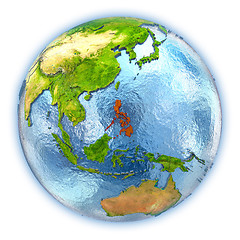 Image showing Philippines on isolated globe