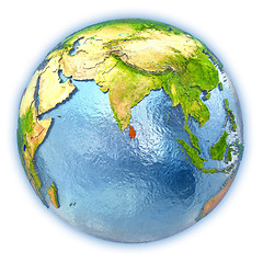 Image showing Sri Lanka on isolated globe