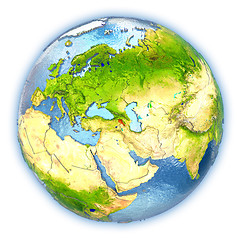 Image showing Armenia on isolated globe