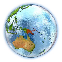 Image showing Papua New Guinea on isolated globe
