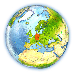 Image showing Germany on isolated globe