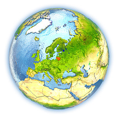 Image showing Lithuania on isolated globe