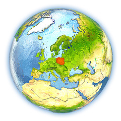 Image showing Poland on isolated globe