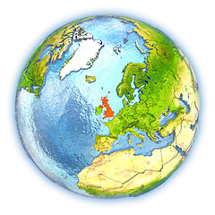 Image showing United Kingdom on isolated globe