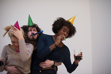 Image showing confetti party multiethnic group of people