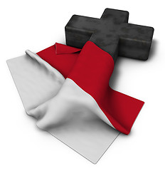 Image showing christian cross and flag of monaco