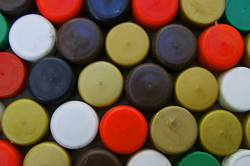 Image showing Plastic stoppers from bottles