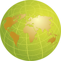 Image showing Map of the world illustration on globe grid