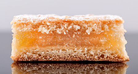 Image showing Closeup a piece of lemon pie