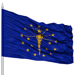 Image showing Isolated Indiana Flag on Flagpole, USA state