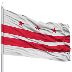 Image showing Isolated Washington DC Flag on Flagpole, USA state