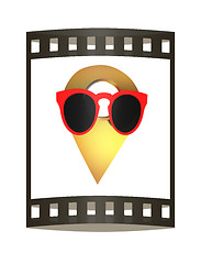 Image showing Glamour map pointer in sunglasses. 3d illustration. The film str