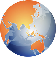 Image showing Map of Asia on globe  illustration