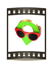 Image showing Glamour map pointer in sunglasses. 3d illustration. The film str