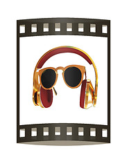 Image showing Sunglasses and headphone for your face. 3d illustration. The fil