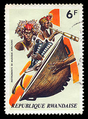 Image showing african musical instruments postage stamp