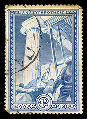 Image showing reconstruction of Greece vintage postage stamp