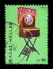 Image showing greek laterna portable barrel piano vintage postage stamp