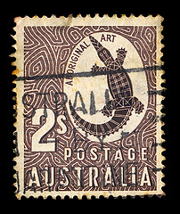 Image showing crocodile vintage postage stamp