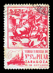 Image showing bullfighting vintage postage stamp