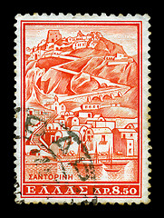 Image showing santorini vintage postage stamp