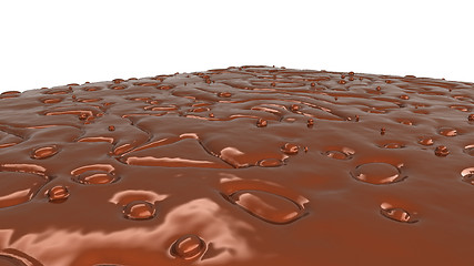 Image showing Melting chocolate or cocoa coffee splashes and droplets