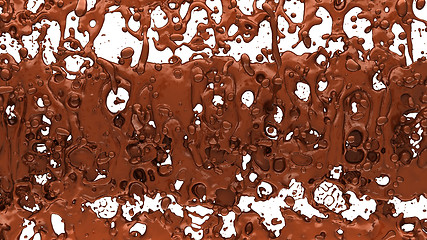 Image showing Chocolate or cocoa coffee splashes and droplets