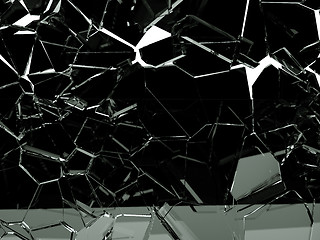 Image showing Pieces of splitted or cracked glass on white