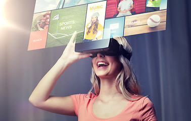 Image showing woman in virtual reality headset or 3d glasses