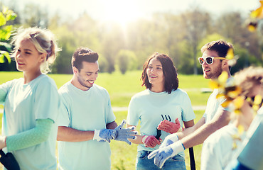 Image showing group of volunteers planting tree in park