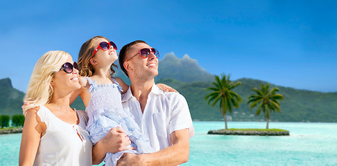 Image showing happy family over bora bora background