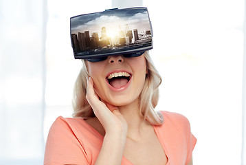 Image showing woman in virtual reality headset or 3d glasses