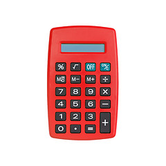 Image showing Red calculator isolated on white