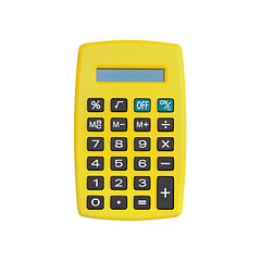 Image showing Yellow calculator isolated on white