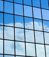 Image showing Clouds Mirrored in Modern Building