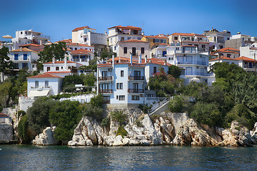 Image showing Detais of the old part of Skiathos town on Skiathos Island in Gr